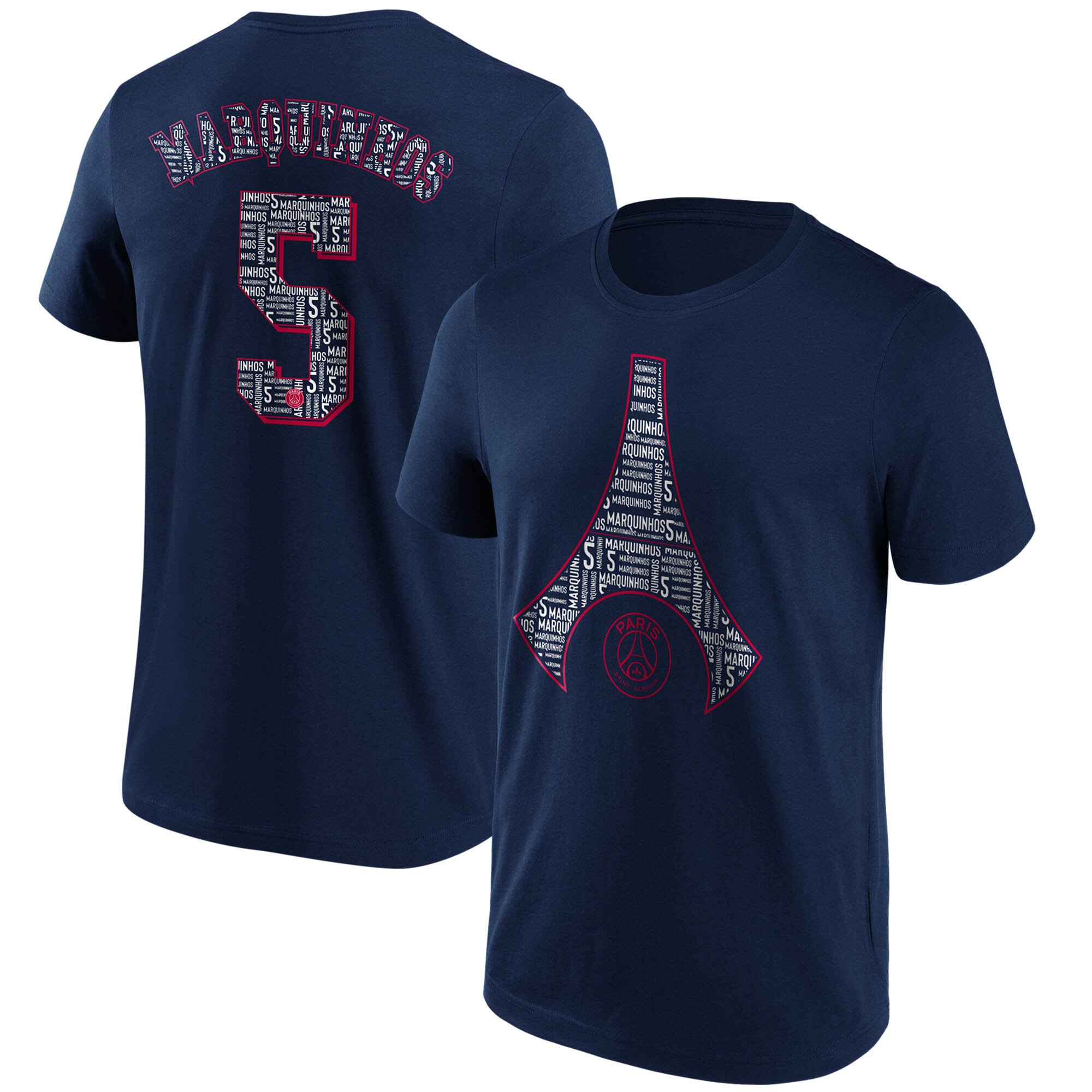 Exklusive paris saint-germain t-shirt „marquinhos mit eiffelturm-grafik – marineblau – kinder Kollektion – Premium Paris Saint Germain Trikots