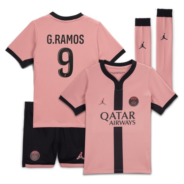 Exklusive psg jordan drittes stadion-mini-kit 2024-25 – kleine kinder mit g.ramos 9-aufdruck Kollektion – Premium Paris Saint Germain Trikots