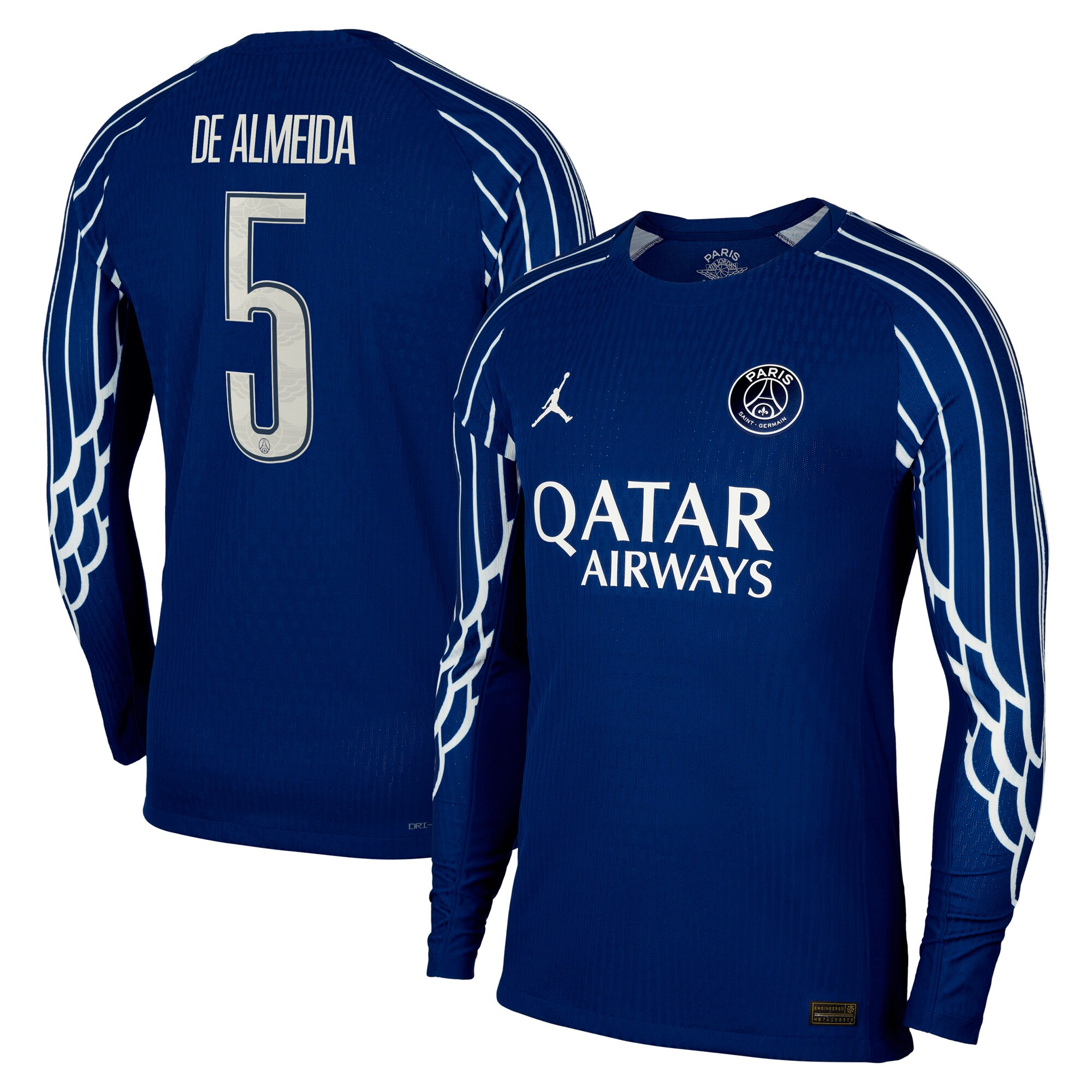 Exklusive psg jordan viertes dri-fit adv match-shirt 2024-25 – langarm – kinder mit de almeida 5-aufdruck Kollektion – Premium Paris Saint Germain Trikots