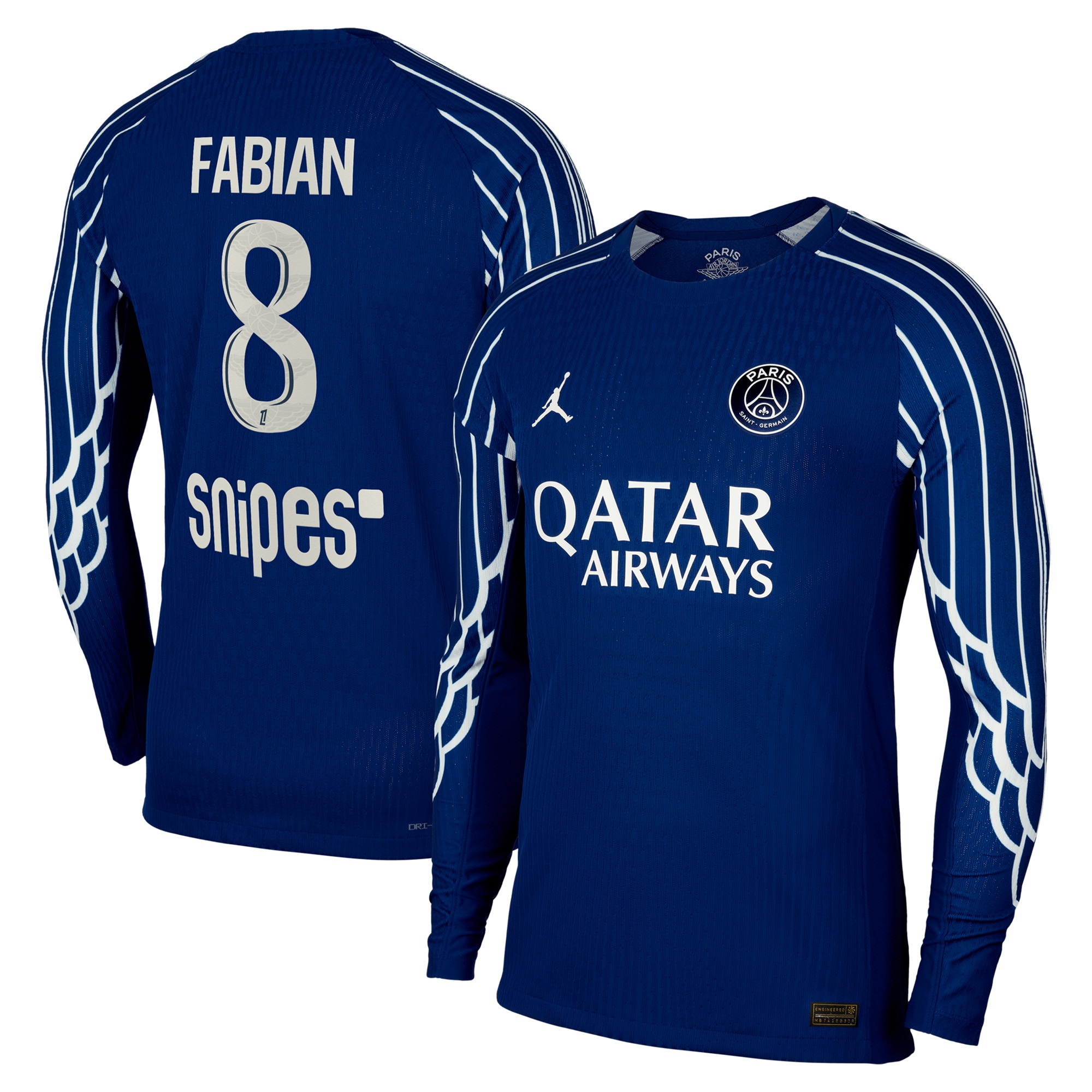 Exklusive psg jordan viertes dri-fit adv match-shirt 2024-25 – langarm – kinder mit fabian 8-aufdruck Kollektion – Premium Paris Saint Germain Trikots
