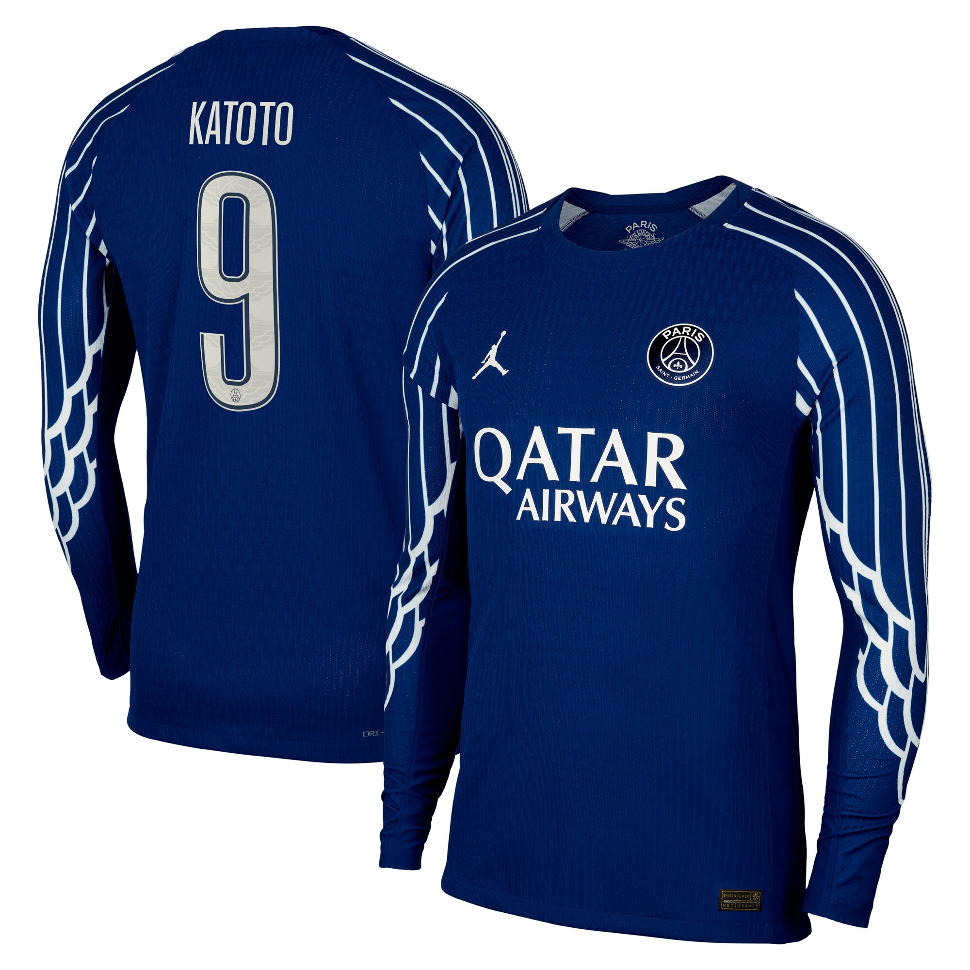 Exklusive psg jordan viertes dri-fit adv match-shirt 2024-25 – langarm – kinder mit katoto 9-aufdruck Kollektion – Premium Paris Saint Germain Trikots