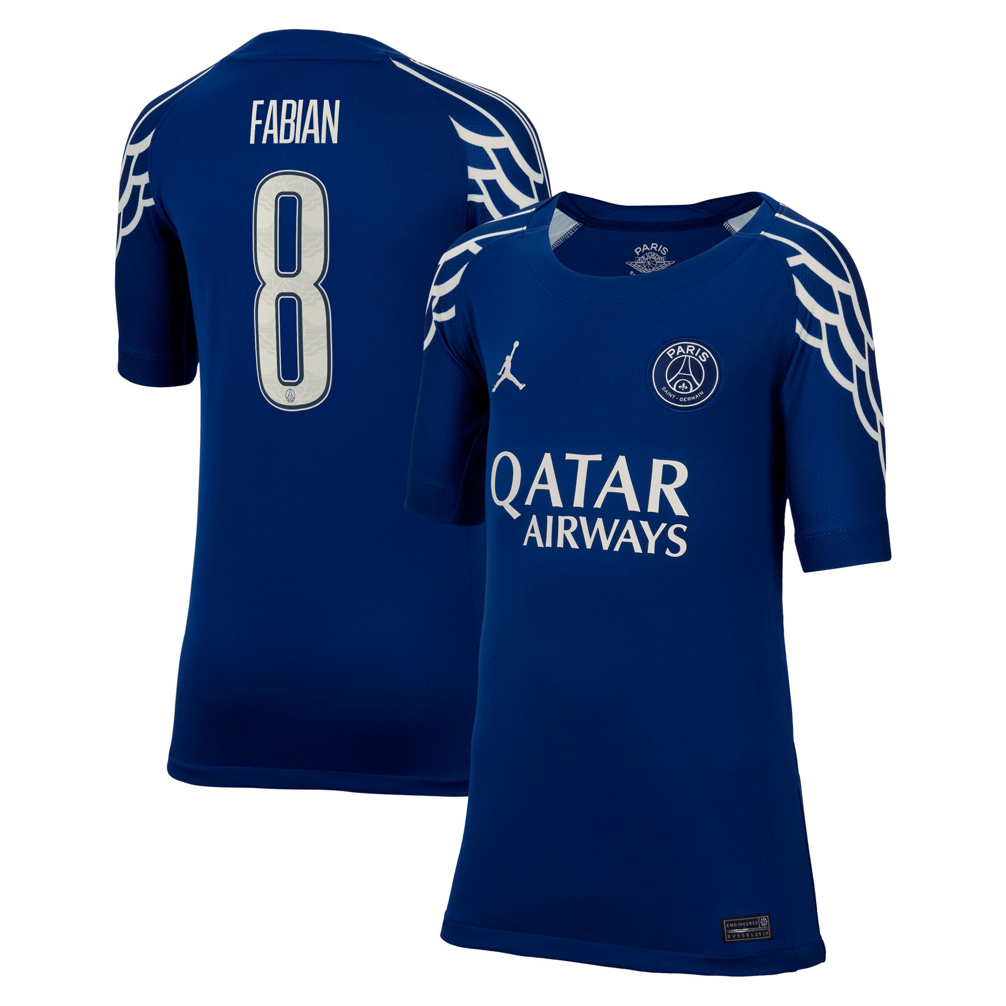 Exklusive psg jordan viertes stadiontrikot 2024-25 – kinder mit cup-aufdruck fabian 8 Kollektion – Premium Paris Saint Germain Trikots