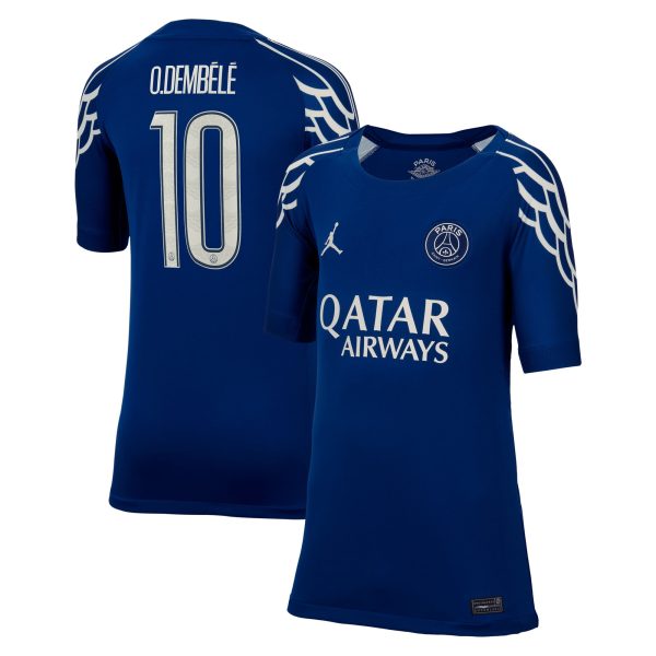 Exklusive psg jordan viertes stadiontrikot 2024-25 – kinder mit cup-aufdruck o.dembele 10 Kollektion – Premium Paris Saint Germain Trikots