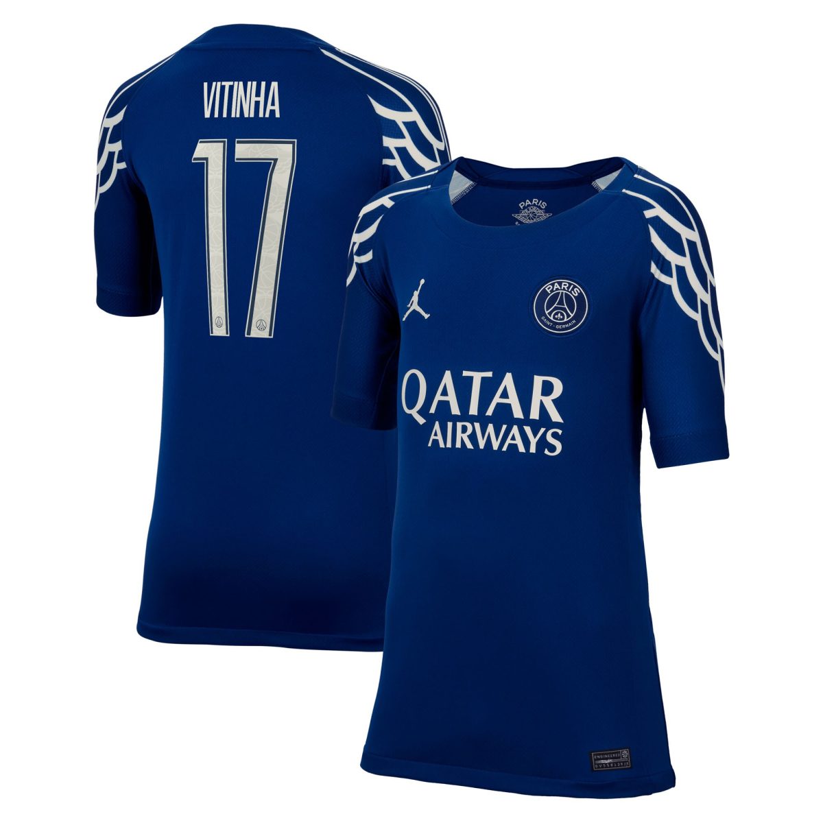 Exklusive psg jordan viertes stadiontrikot 2024-25 – kinder mit cup-aufdruck vitinha 17 Kollektion – Premium Paris Saint Germain Trikots