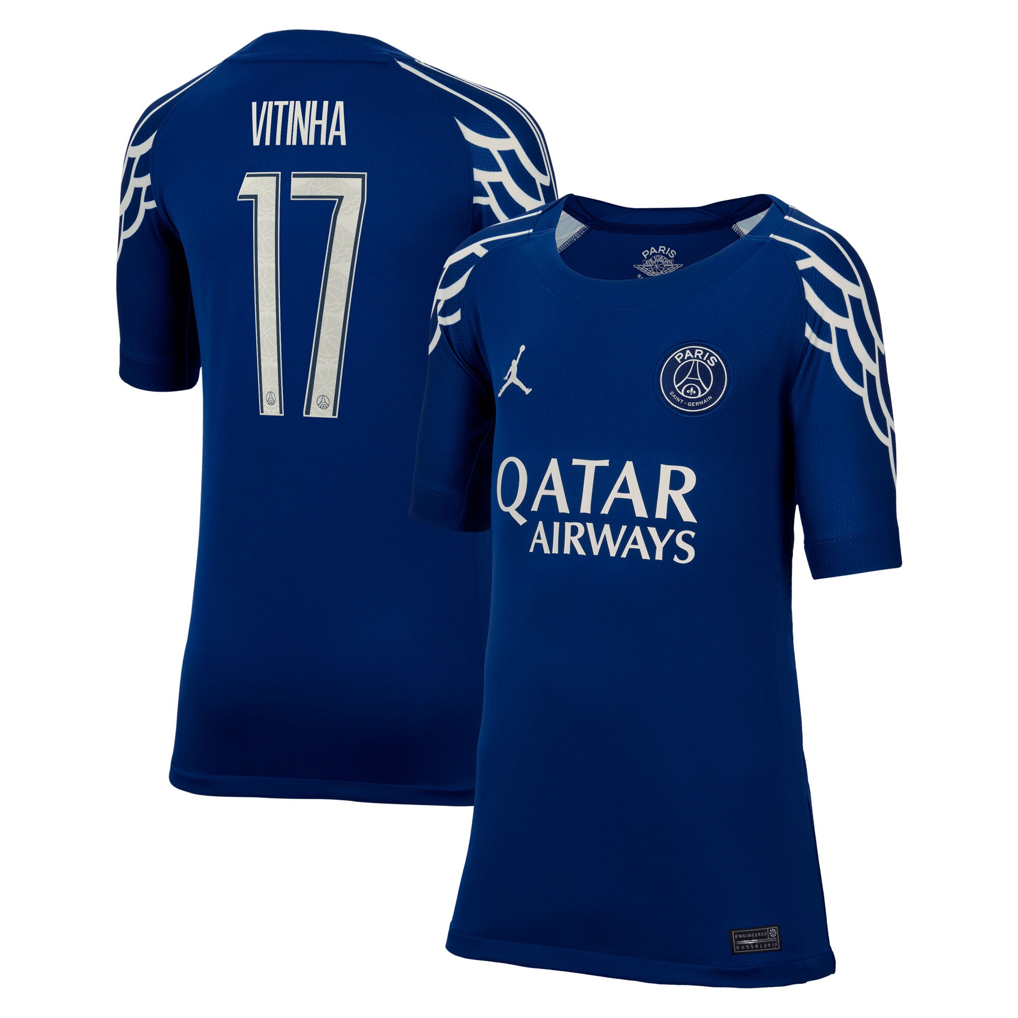 Exklusive psg jordan viertes stadiontrikot 2024-25 – kinder mit cup-aufdruck vitinha 17 Kollektion – Premium Paris Saint Germain Trikots