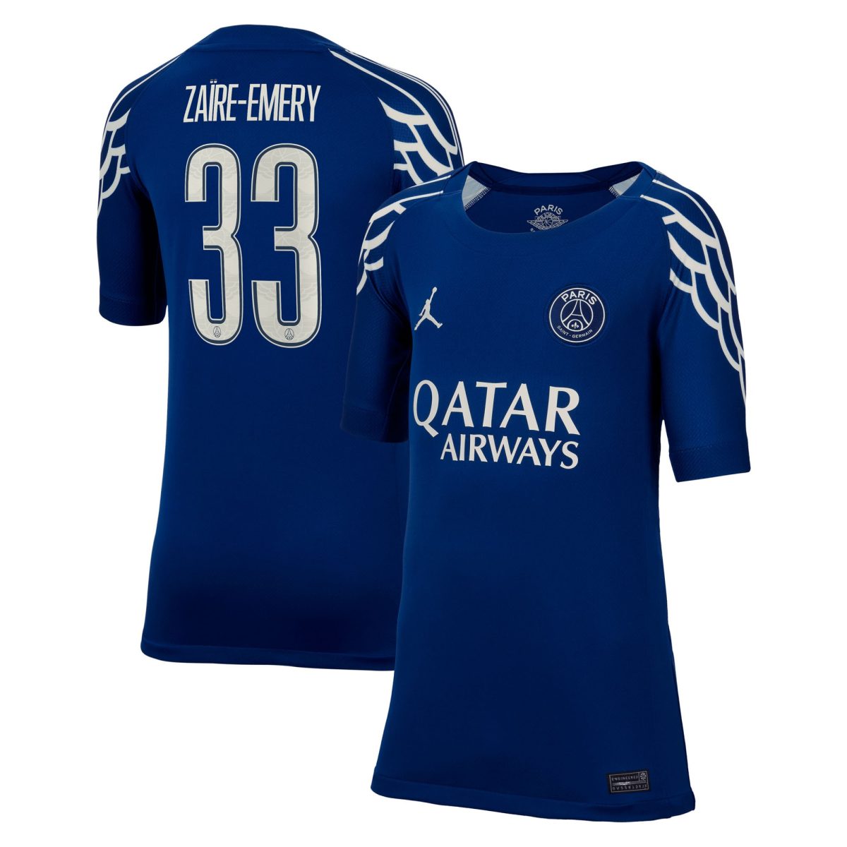 Exklusive psg jordan viertes stadiontrikot 2024-25 – kinder mit cup-aufdruck zaire-emery 33 Kollektion – Premium Paris Saint Germain Trikots