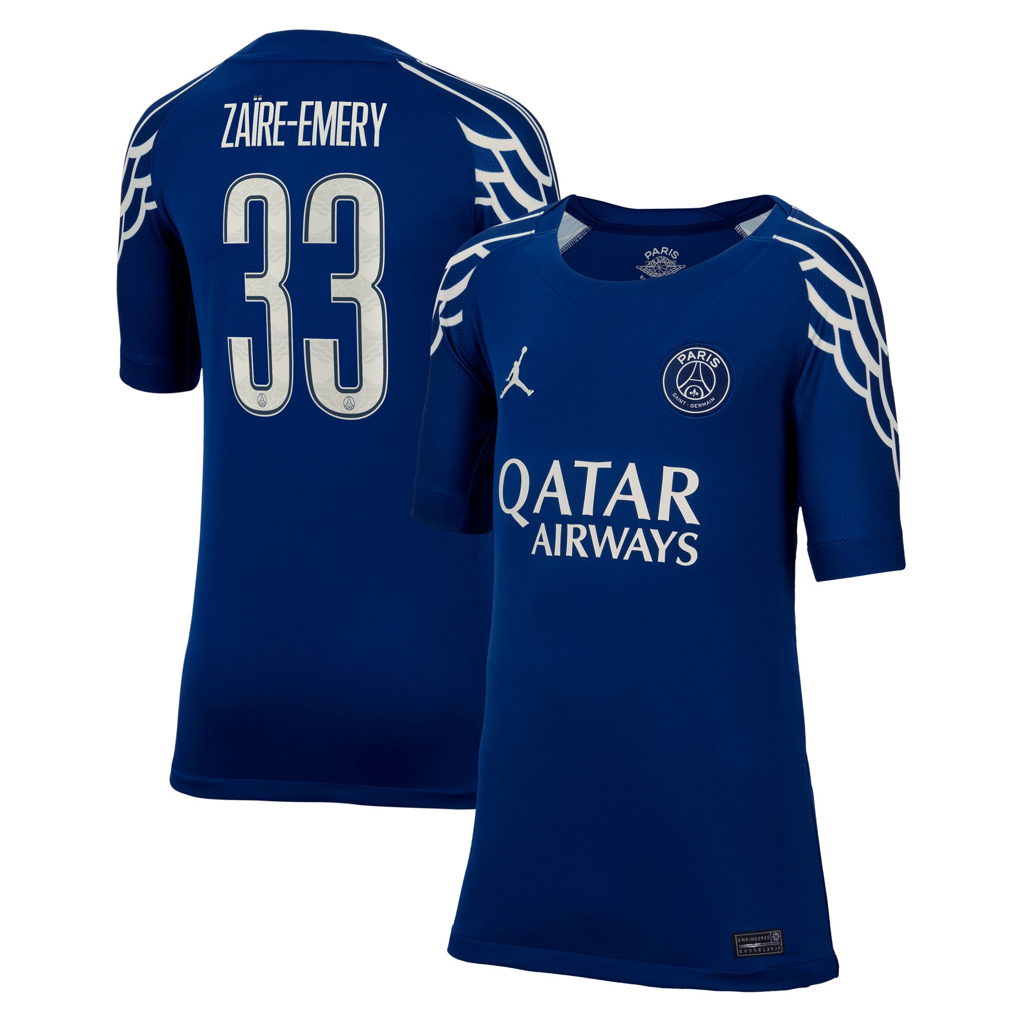Exklusive psg jordan viertes stadiontrikot 2024-25 – kinder mit cup-aufdruck zaire-emery 33 Kollektion – Premium Paris Saint Germain Trikots