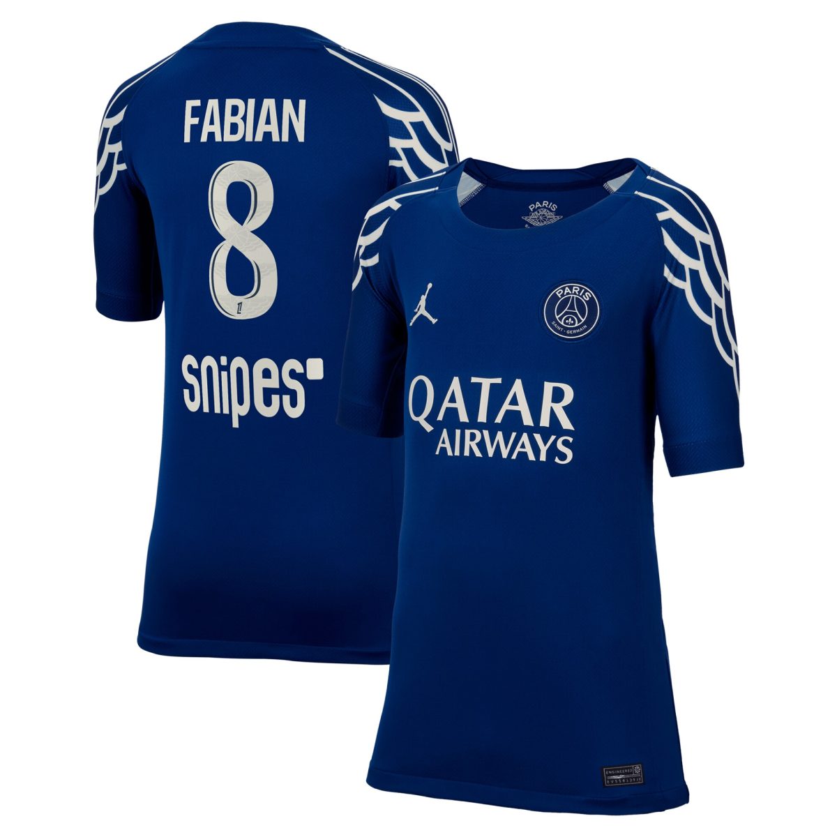 Exklusive psg jordan viertes stadiontrikot 2024-25 – kinder mit fabian 8-aufdruck Kollektion – Premium Paris Saint Germain Trikots