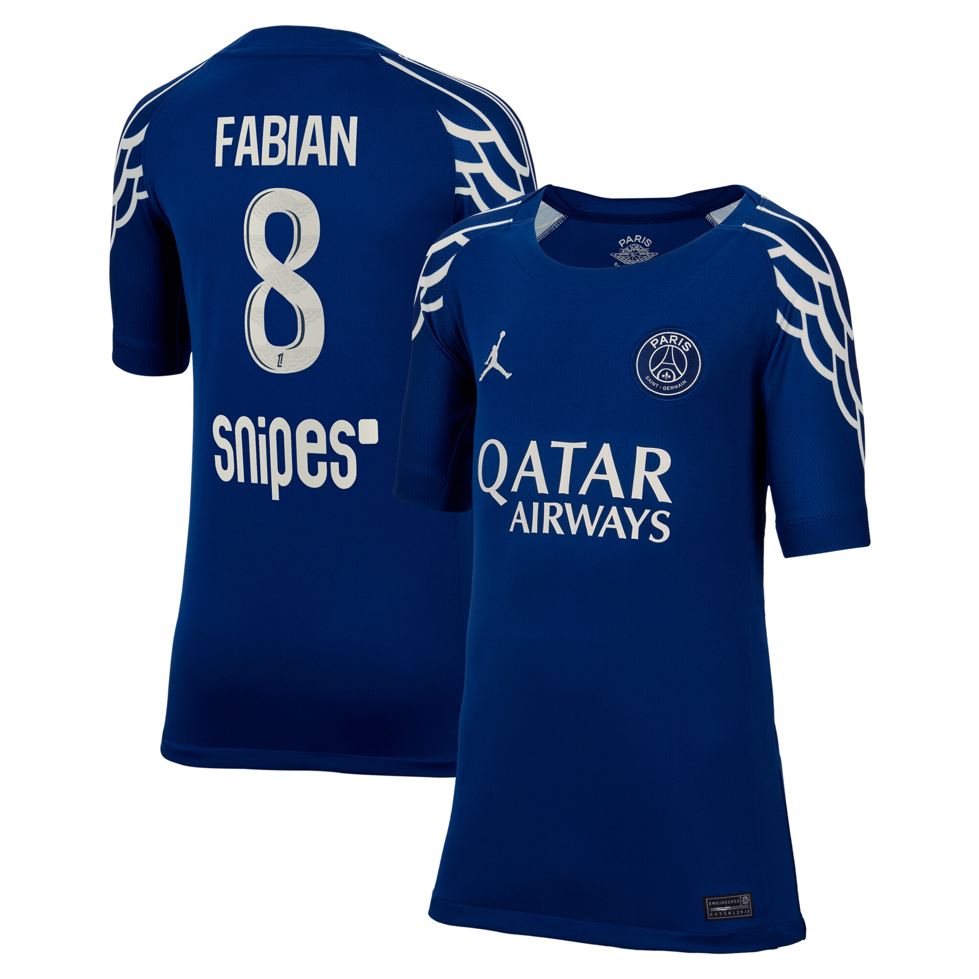Exklusive psg jordan viertes stadiontrikot 2024-25 – kinder mit fabian 8-aufdruck Kollektion – Premium Paris Saint Germain Trikots