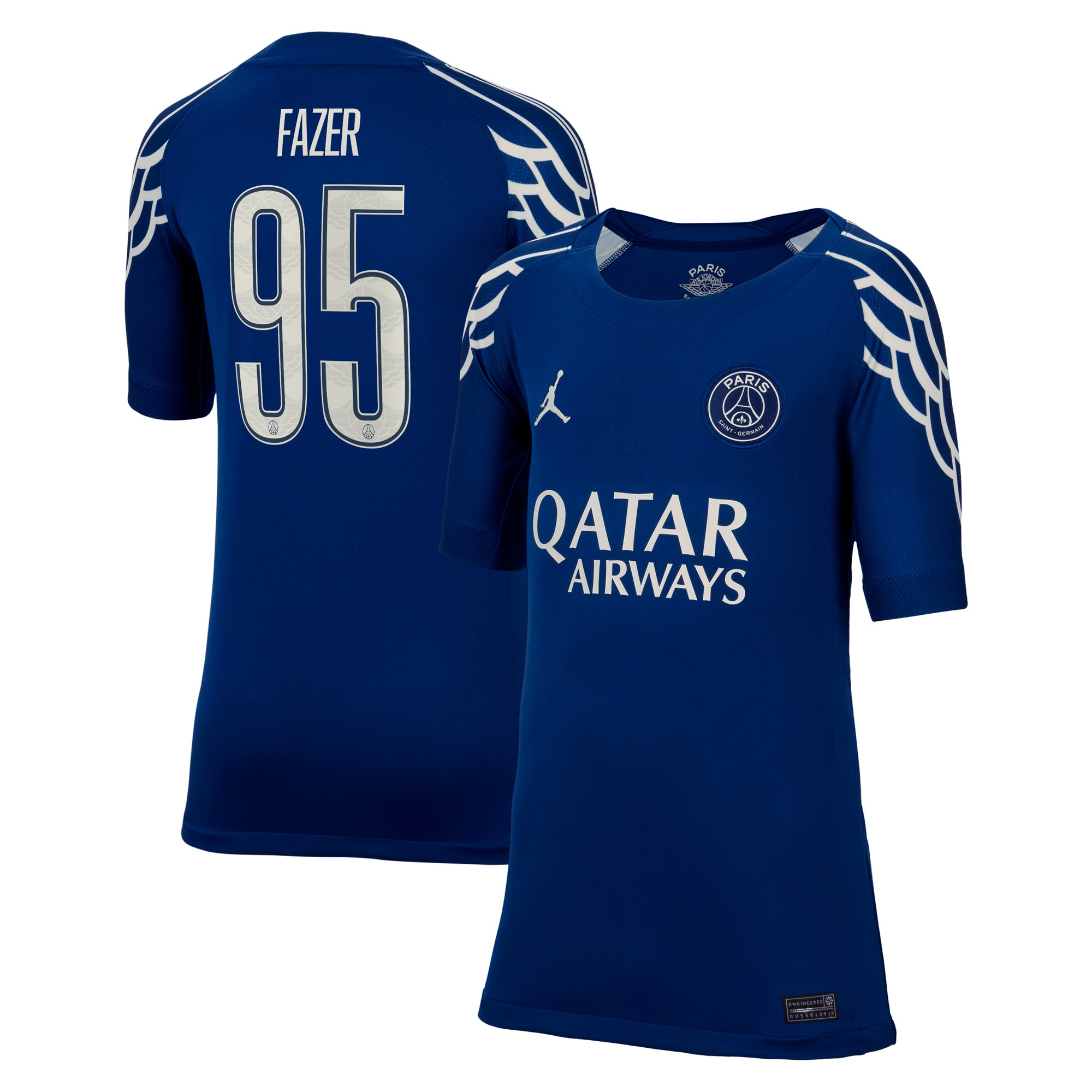 Exklusive psg jordan viertes stadiontrikot 2024-25 – kinder mit fazer 95-aufdruck Kollektion – Premium Paris Saint Germain Trikots
