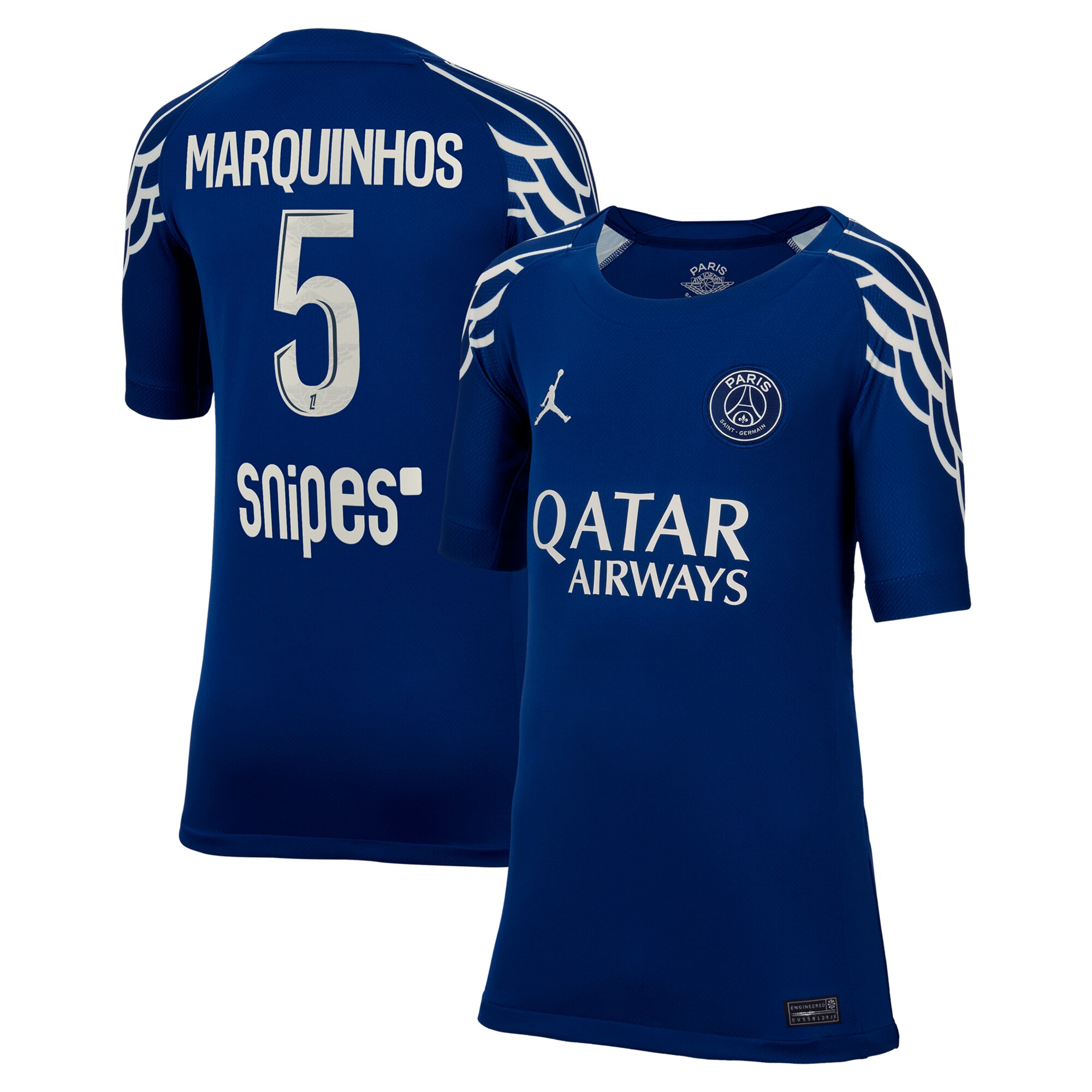 Exklusive psg jordan viertes stadiontrikot 2024-25 – kinder mit marquinhos 5-aufdruck Kollektion – Premium Paris Saint Germain Trikots