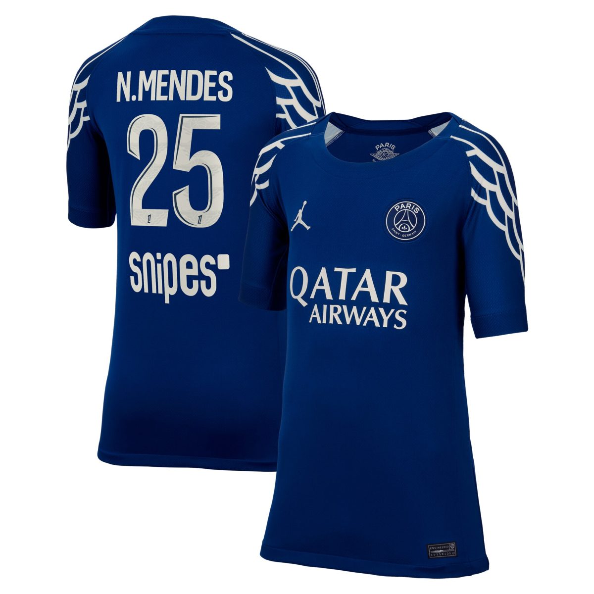 Exklusive psg jordan viertes stadiontrikot 2024-25 – kinder mit n.mendes 25-aufdruck Kollektion – Premium Paris Saint Germain Trikots