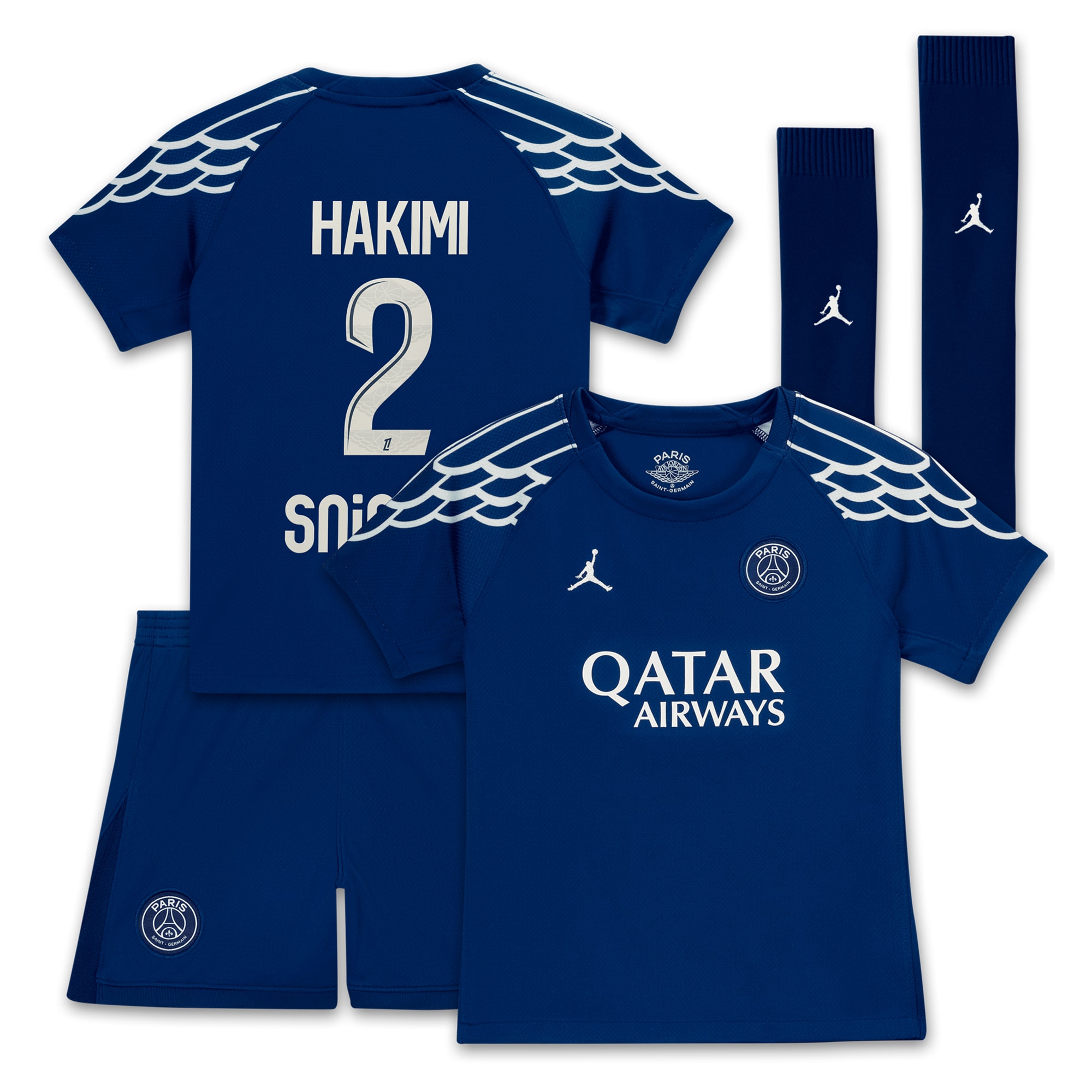 Exklusive psg jordan viertes stadiontrikot 2024-25 – kleine kinder mit hakimi 2-aufdruck Kollektion – Premium Paris Saint Germain Trikots
