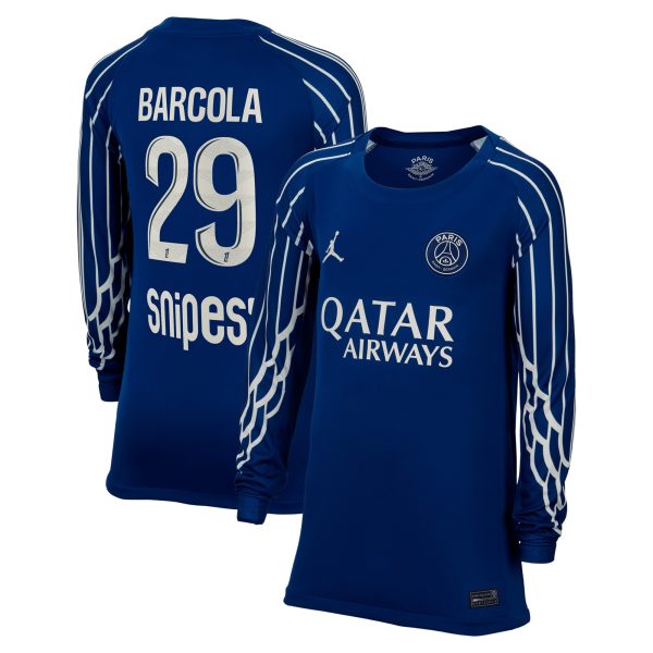 Exklusive psg jordan viertes stadiontrikot 2024-25 – langarm – kinder mit barcola 29-aufdruck Kollektion – Premium Paris Saint Germain Trikots