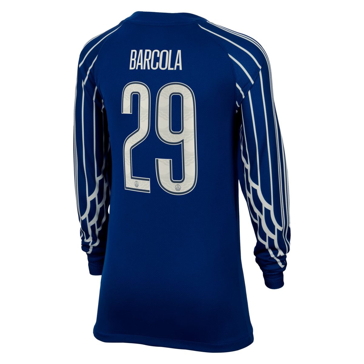 Exklusive psg jordan viertes stadiontrikot 2024-25 – langarm – kinder mit cup-aufdruck barcola 29 Kollektion – Premium Paris Saint Germain Trikots