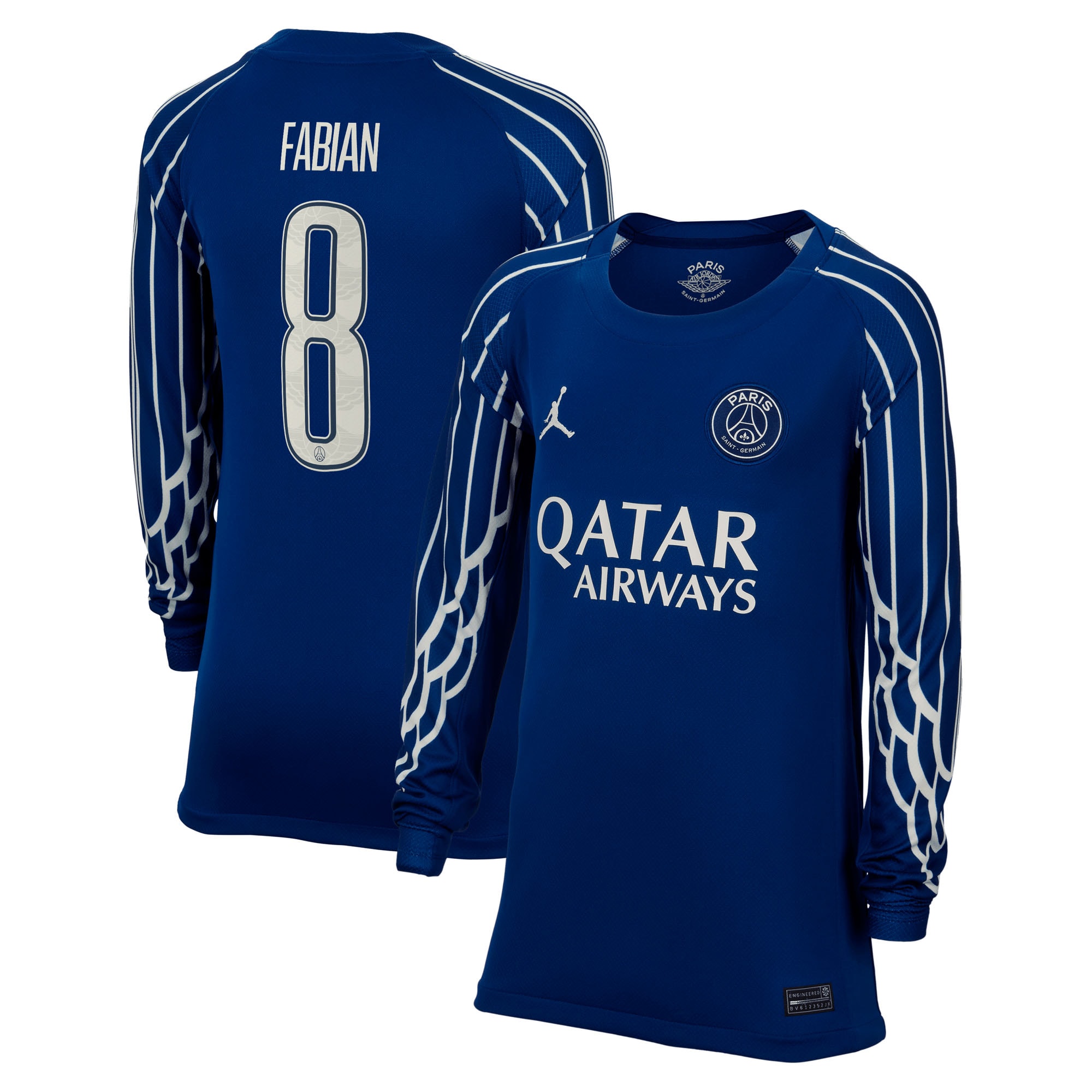 Exklusive psg jordan viertes stadiontrikot 2024-25 – langarm – kinder mit cup-aufdruck fabian 8 Kollektion – Premium Paris Saint Germain Trikots