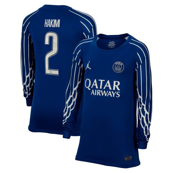 Exklusive psg jordan viertes stadiontrikot 2024-25 – langarm – kinder mit cup-aufdruck hakimi 2 Kollektion – Premium Paris Saint Germain Trikots