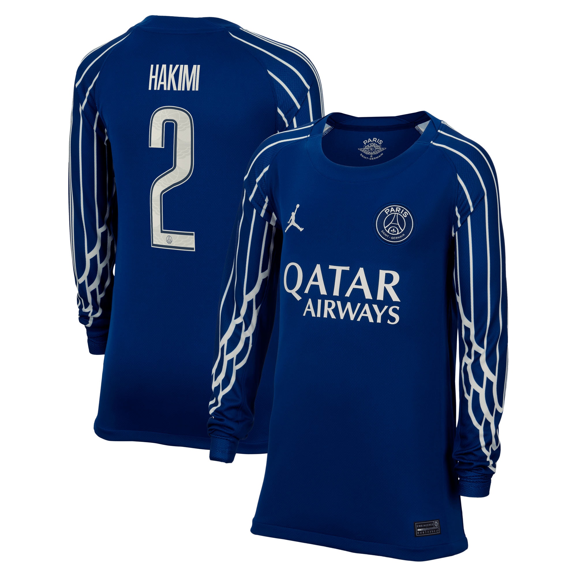 Exklusive psg jordan viertes stadiontrikot 2024-25 – langarm – kinder mit cup-aufdruck hakimi 2 Kollektion – Premium Paris Saint Germain Trikots
