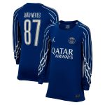 Exklusive psg jordan viertes stadiontrikot 2024-25 – langarm – kinder mit cup-aufdruck joao neves 87 Kollektion – Premium Paris Saint Germain Trikots