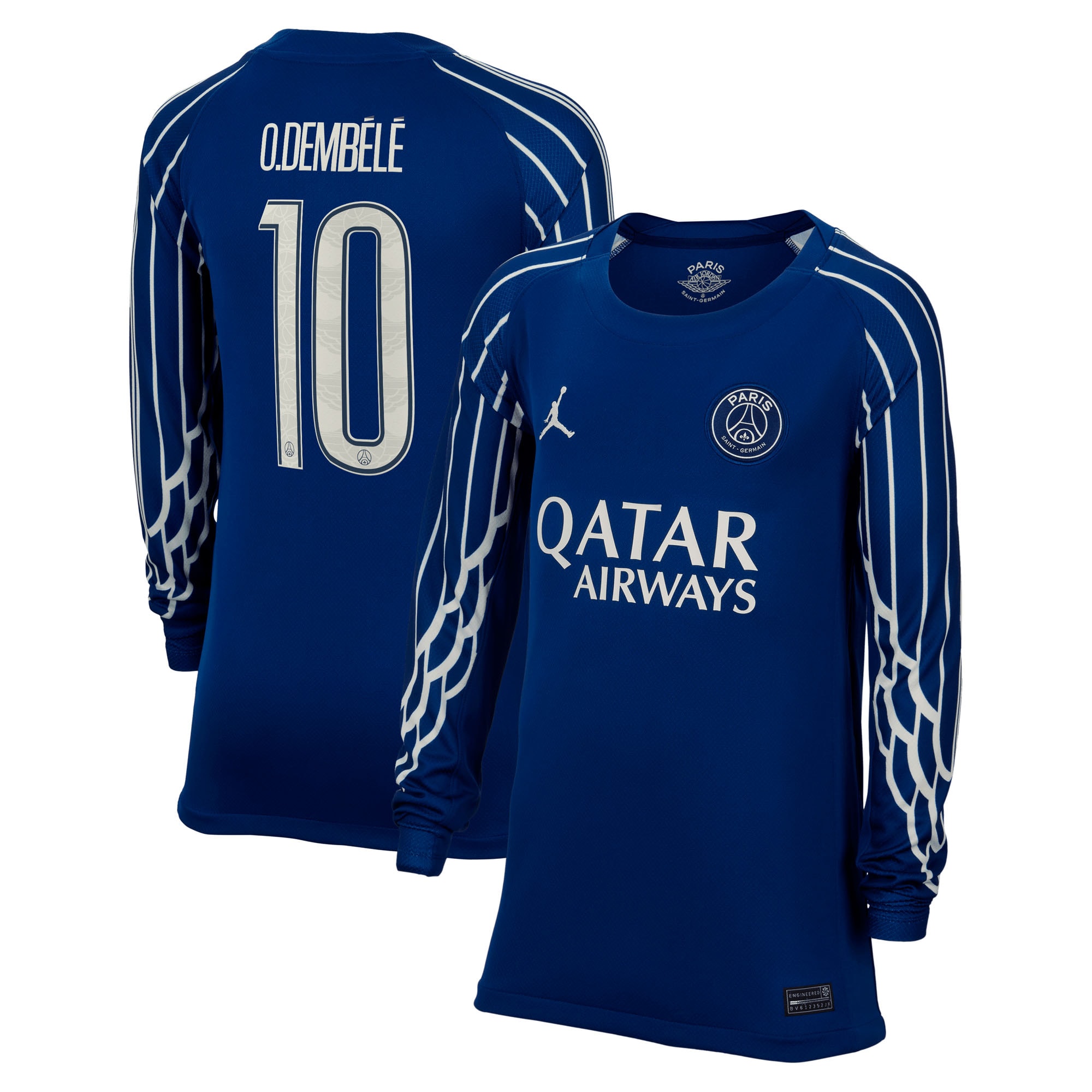 Exklusive psg jordan viertes stadiontrikot 2024-25 – langarm – kinder mit cup-aufdruck o.dembele 10 Kollektion – Premium Paris Saint Germain Trikots
