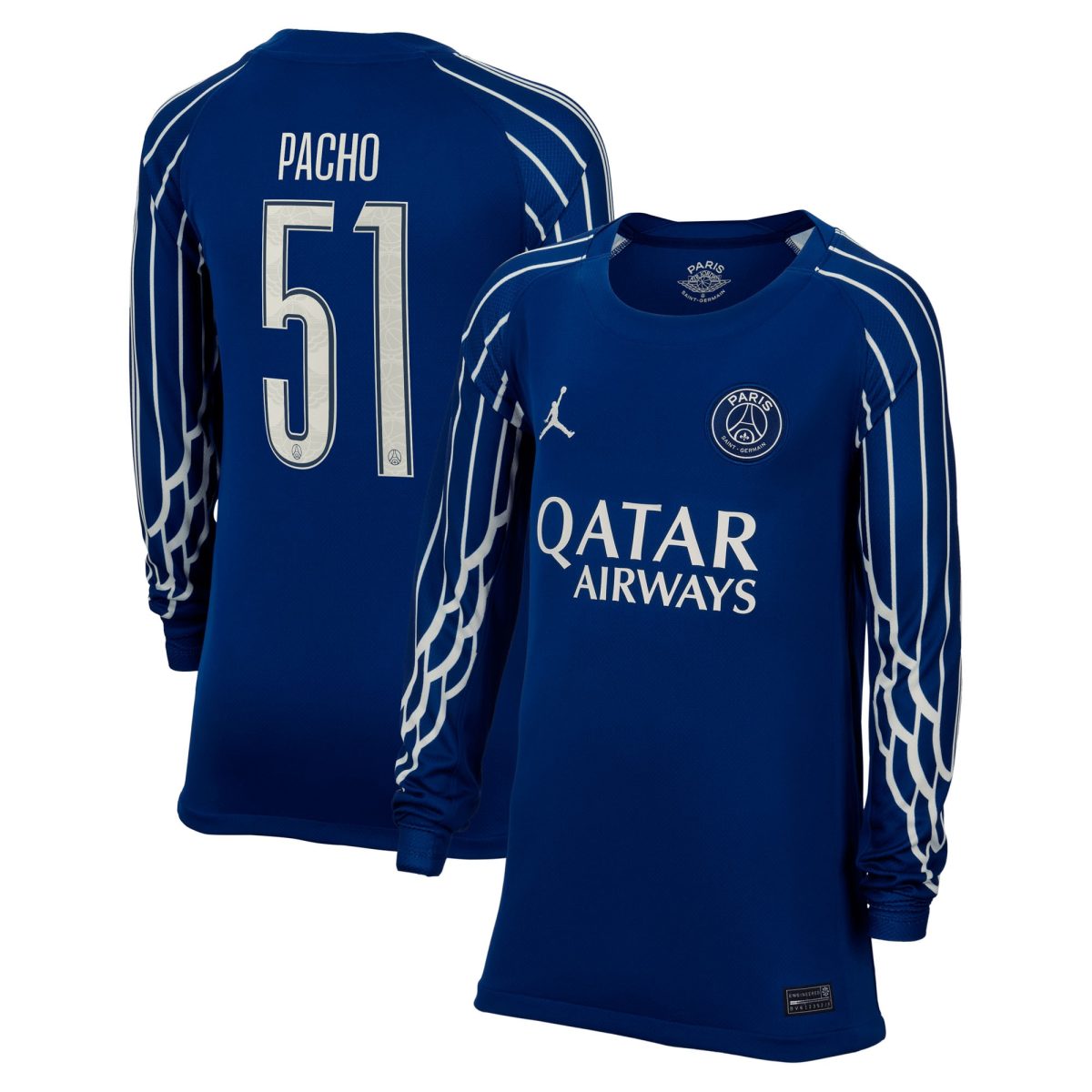 Exklusive psg jordan viertes stadiontrikot 2024-25 – langarm – kinder mit cup-aufdruck pacho 51 Kollektion – Premium Paris Saint Germain Trikots