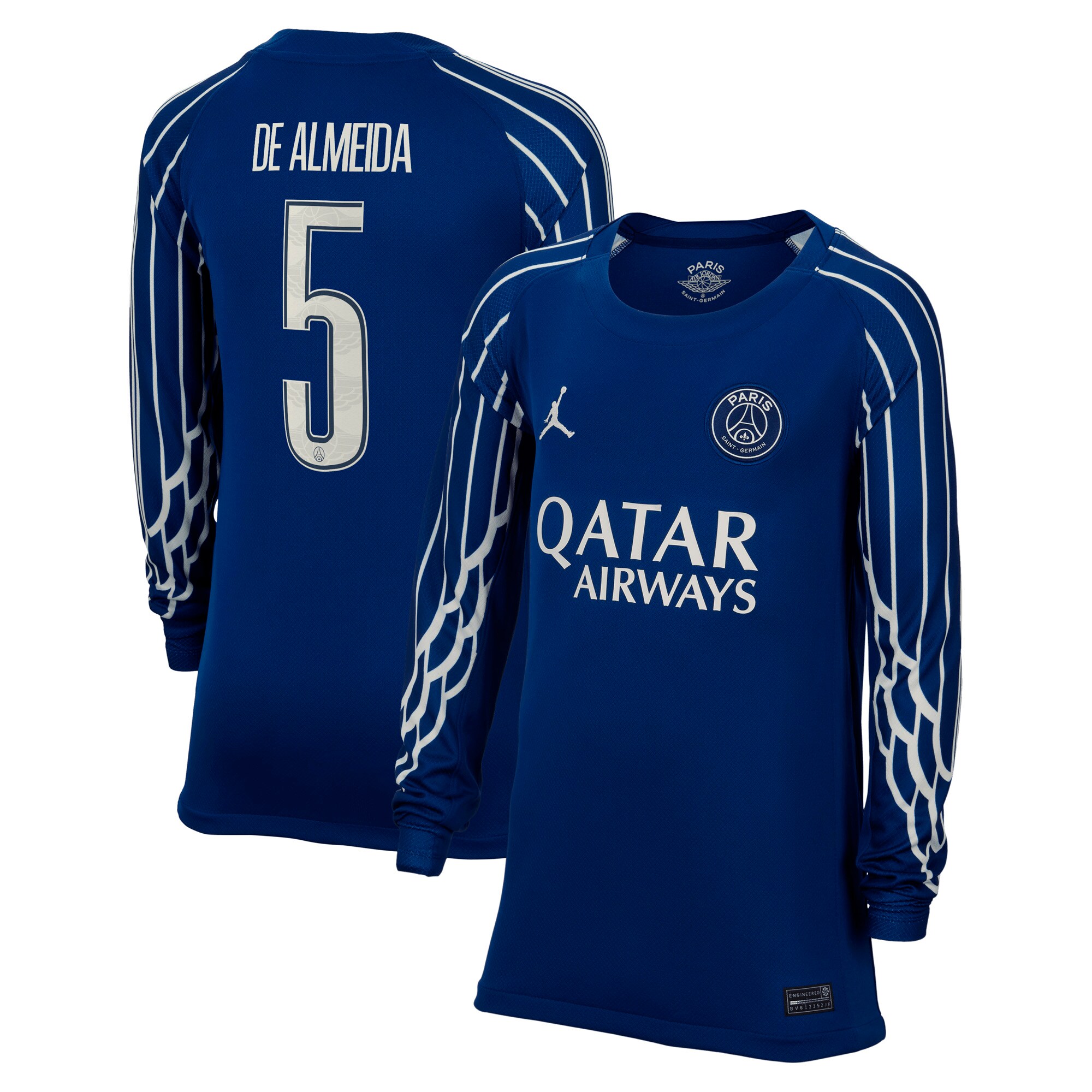 Exklusive psg jordan viertes stadiontrikot 2024-25 – langarm – kinder mit de almeida 5-aufdruck Kollektion – Premium Paris Saint Germain Trikots