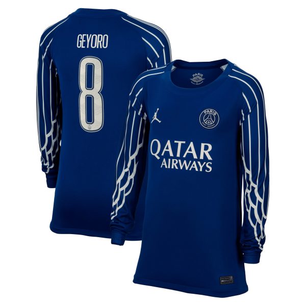 Exklusive psg jordan viertes stadiontrikot 2024-25 – langarm – kinder mit geyoro 8-aufdruck Kollektion – Premium Paris Saint Germain Trikots