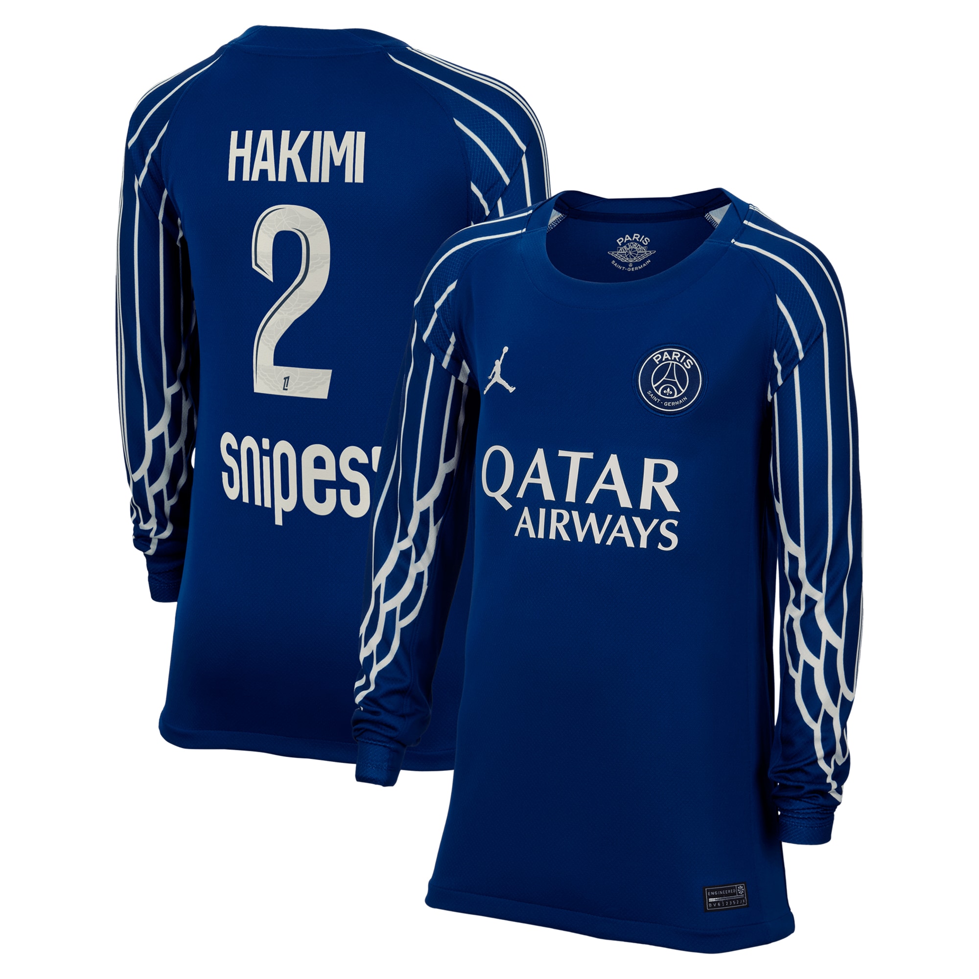 Exklusive psg jordan viertes stadiontrikot 2024-25 – langarm – kinder mit hakimi 2-aufdruck Kollektion – Premium Paris Saint Germain Trikots