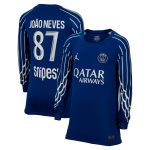 Exklusive psg jordan viertes stadiontrikot 2024-25 – langarm – kinder mit joao neves 87-aufdruck Kollektion – Premium Paris Saint Germain Trikots