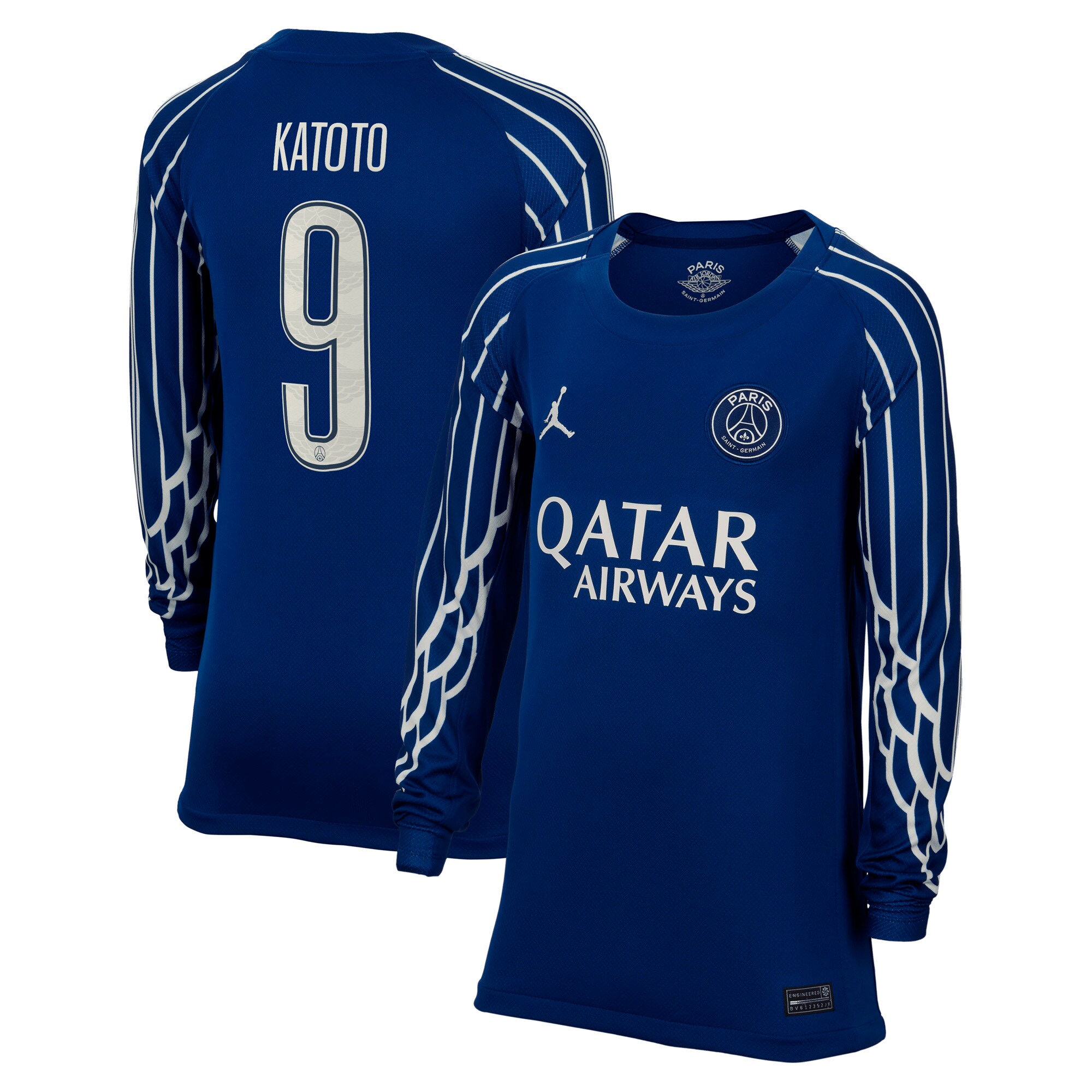 Exklusive psg jordan viertes stadiontrikot 2024-25 – langarm – kinder mit katoto 9-aufdruck Kollektion – Premium Paris Saint Germain Trikots