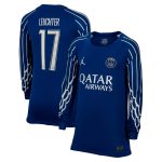 Exklusive psg jordan viertes stadiontrikot 2024-25 – langarm – kinder mit leuchter 17-aufdruck Kollektion – Premium Paris Saint Germain Trikots