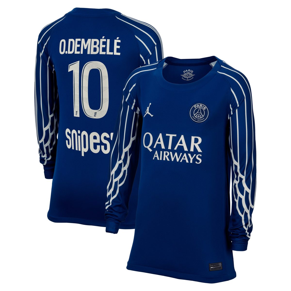 Exklusive psg jordan viertes stadiontrikot 2024-25 – langarm – kinder mit o.dembele 10-aufdruck Kollektion – Premium Paris Saint Germain Trikots