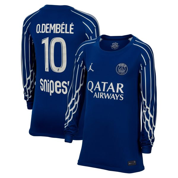 Exklusive psg jordan viertes stadiontrikot 2024-25 – langarm – kinder mit o.dembele 10-aufdruck Kollektion – Premium Paris Saint Germain Trikots