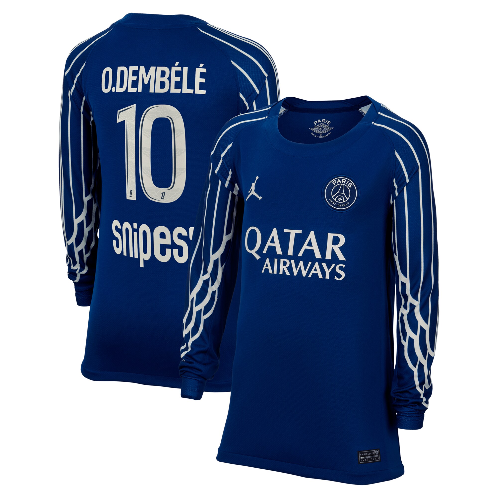 Exklusive psg jordan viertes stadiontrikot 2024-25 – langarm – kinder mit o.dembele 10-aufdruck Kollektion – Premium Paris Saint Germain Trikots