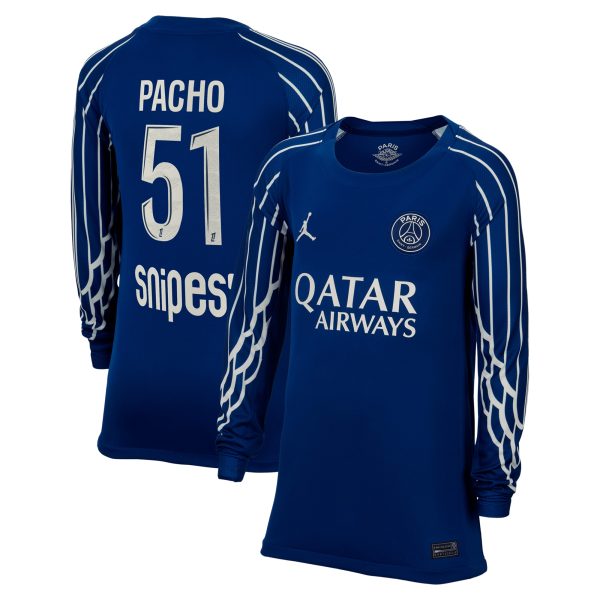 Exklusive psg jordan viertes stadiontrikot 2024-25 – langarm – kinder mit pacho 51-aufdruck Kollektion – Premium Paris Saint Germain Trikots