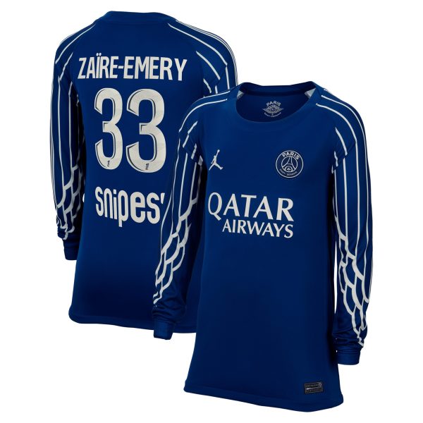 Exklusive psg jordan viertes stadiontrikot 2024-25 – langarm – kinder mit zaire-emery 33-aufdruck Kollektion – Premium Paris Saint Germain Trikots