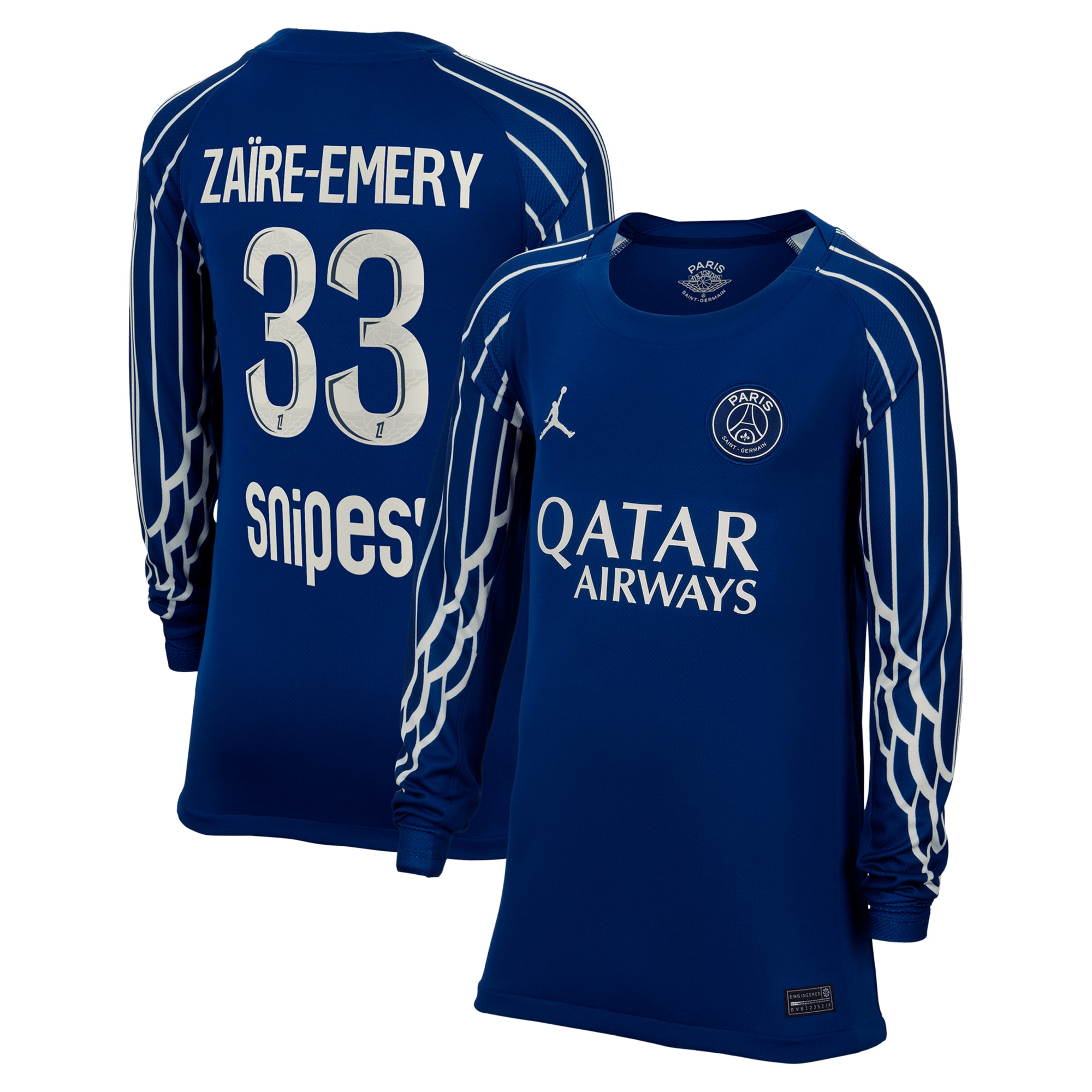 Exklusive psg jordan viertes stadiontrikot 2024-25 – langarm – kinder mit zaire-emery 33-aufdruck Kollektion – Premium Paris Saint Germain Trikots
