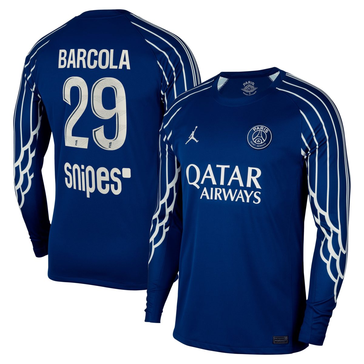 Exklusive psg jordan viertes stadiontrikot 2024-25 – langarm mit barcola 29-aufdruck Kollektion – Premium Paris Saint Germain Trikots