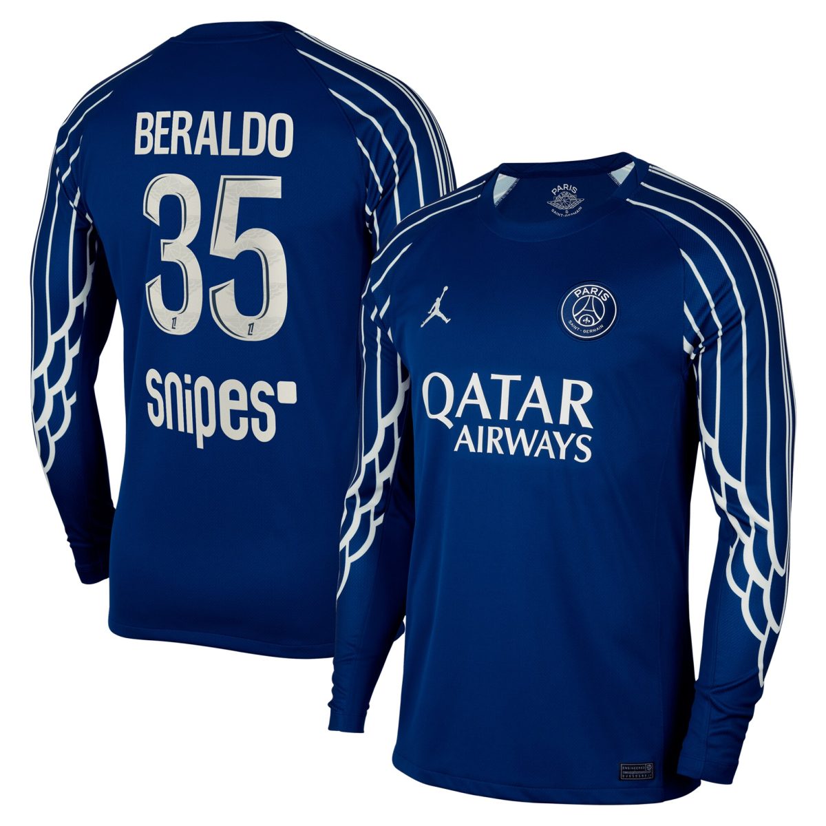 Exklusive psg jordan viertes stadiontrikot 2024-25 – langarm mit beraldo 35-aufdruck Kollektion – Premium Paris Saint Germain Trikots