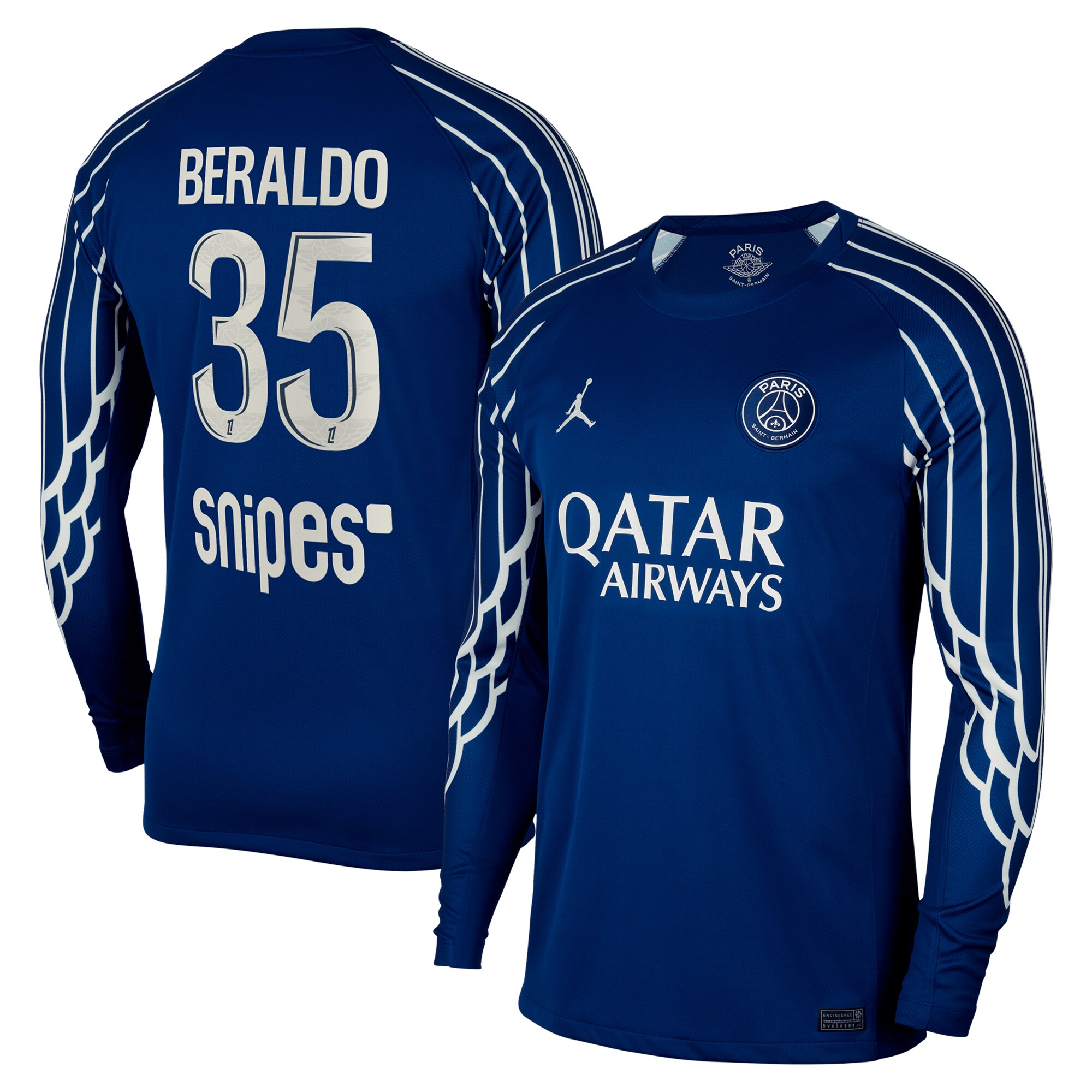 Exklusive psg jordan viertes stadiontrikot 2024-25 – langarm mit beraldo 35-aufdruck Kollektion – Premium Paris Saint Germain Trikots