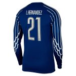 Exklusive psg jordan viertes stadiontrikot 2024-25 – langarm mit cup-aufdruck l.hernandez 21 Kollektion – Premium Paris Saint Germain Trikots