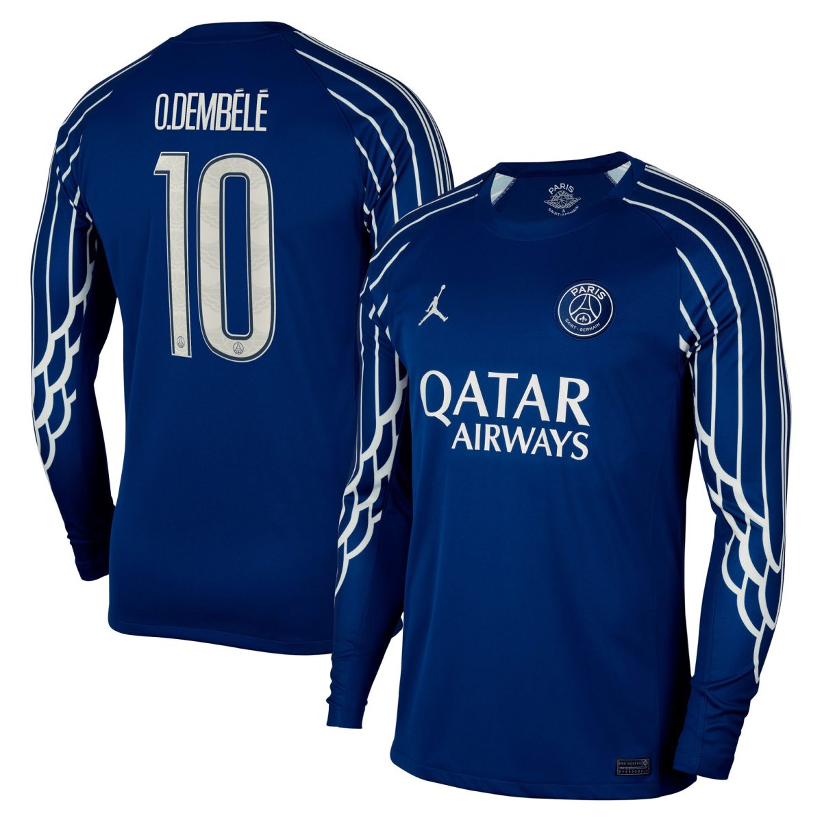 Exklusive psg jordan viertes stadiontrikot 2024-25 – langarm mit cup-aufdruck o.dembele 10 Kollektion – Premium Paris Saint Germain Trikots