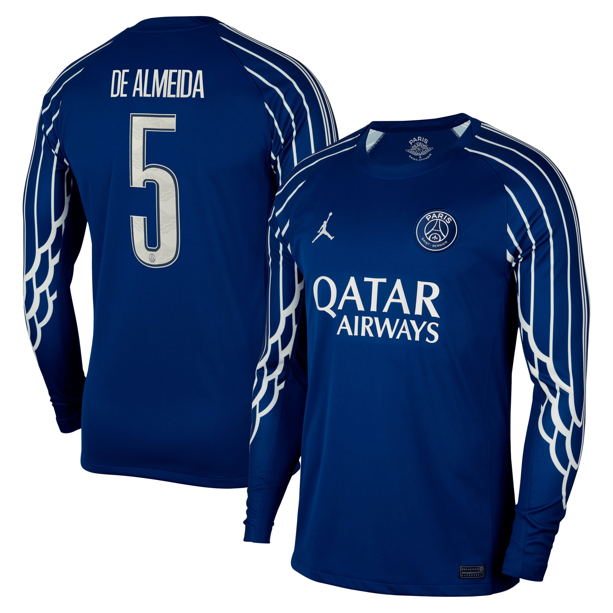 Exklusive psg jordan viertes stadiontrikot 2024-25 – langarm mit de almeida 5-aufdruck Kollektion – Premium Paris Saint Germain Trikots