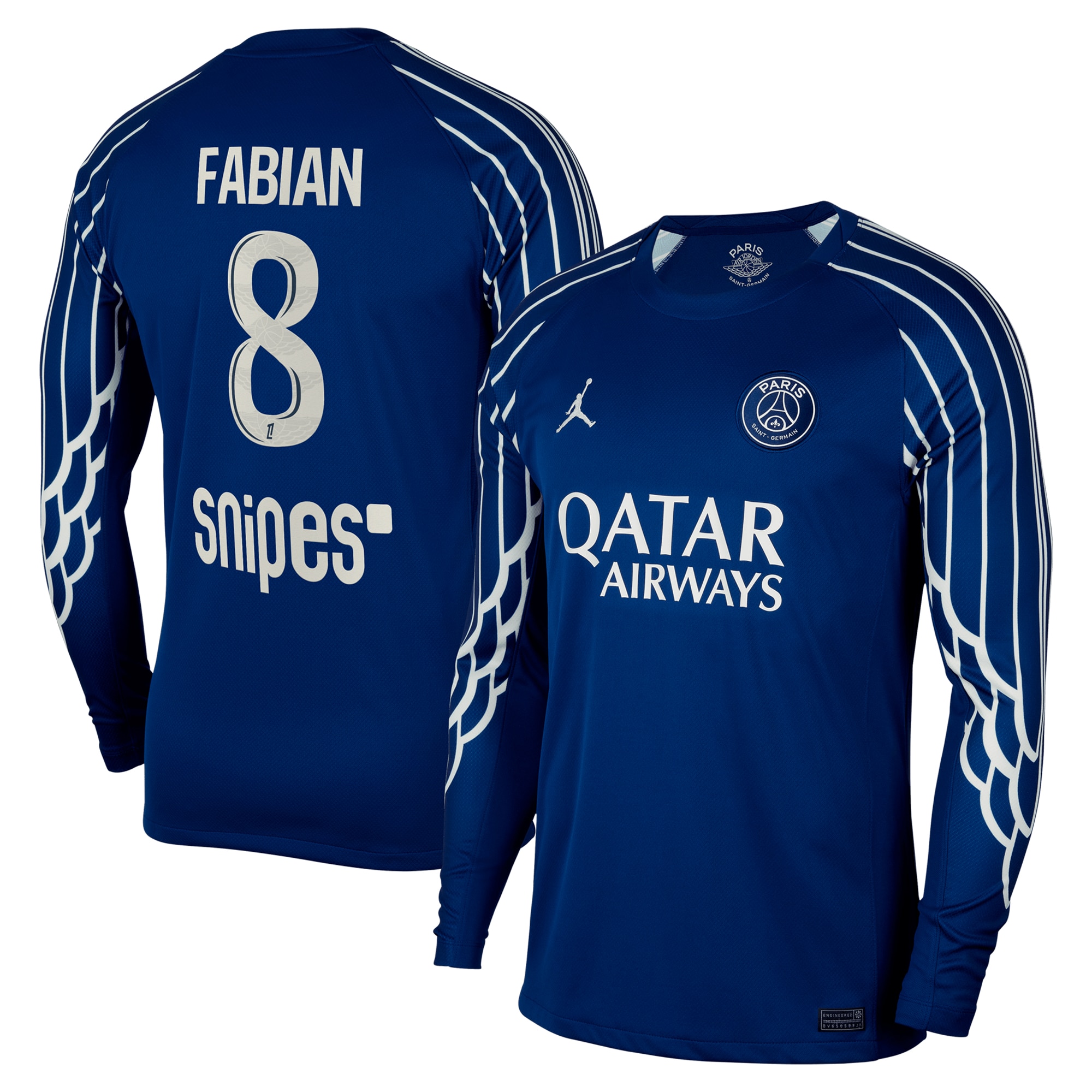 Exklusive psg jordan viertes stadiontrikot 2024-25 – langarm mit fabian 8-aufdruck Kollektion – Premium Paris Saint Germain Trikots