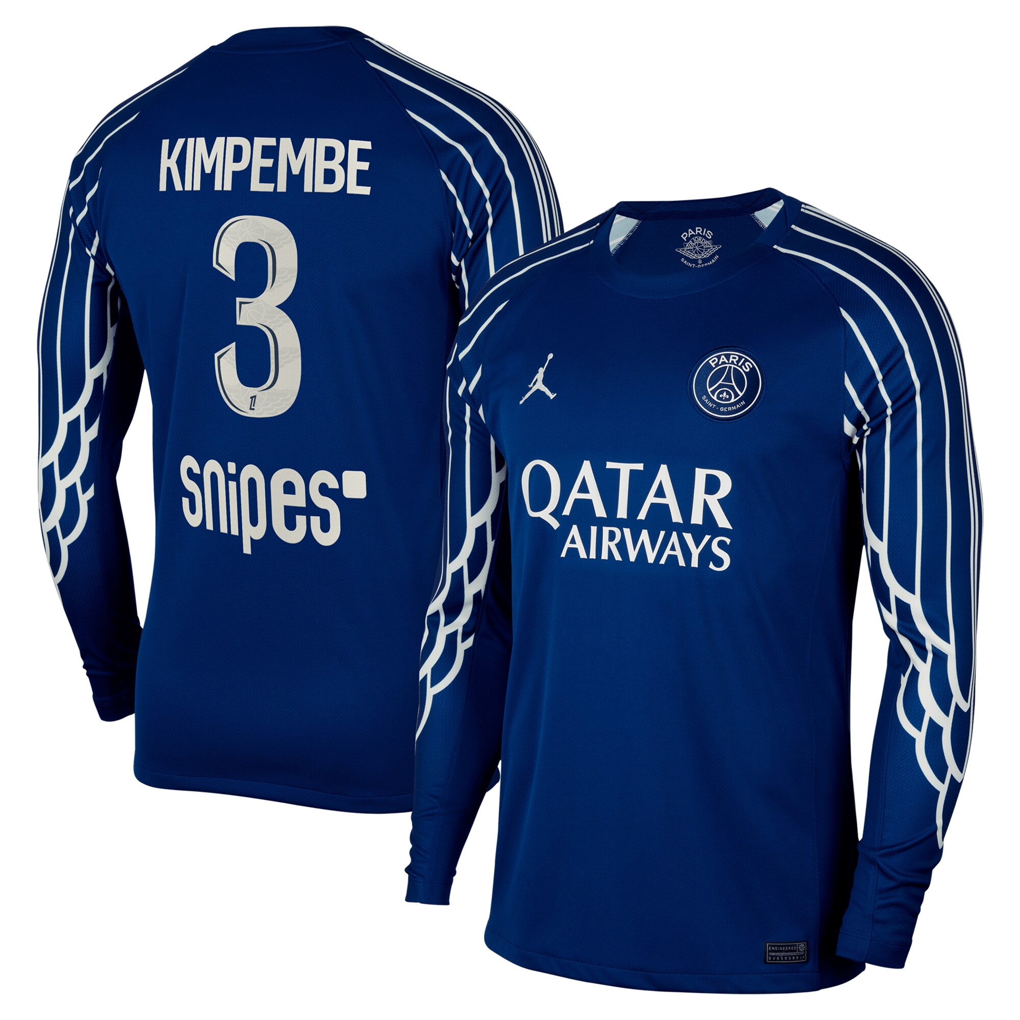 Exklusive psg jordan viertes stadiontrikot 2024-25 – langarm mit kimpembe 3-aufdruck Kollektion – Premium Paris Saint Germain Trikots