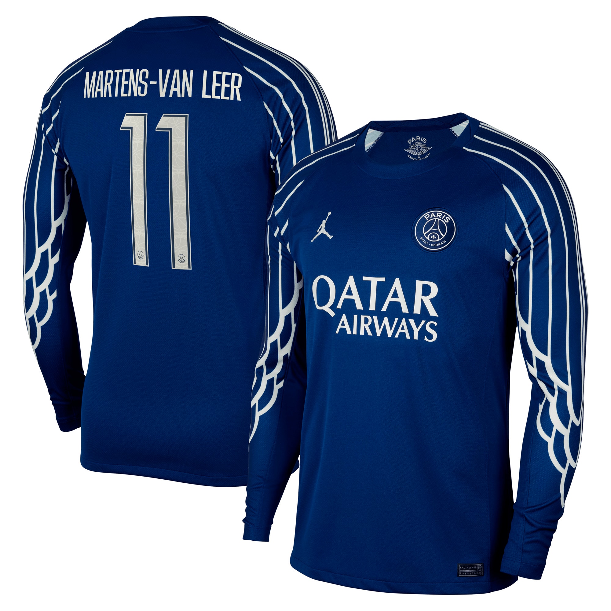 Exklusive psg jordan viertes stadiontrikot 2024-25 – langarm mit martens-van leer 11-aufdruck Kollektion – Premium Paris Saint Germain Trikots