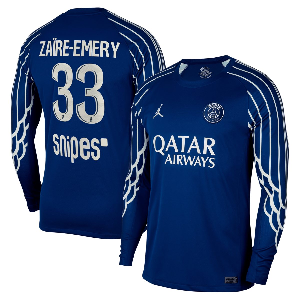 Exklusive psg jordan viertes stadiontrikot 2024-25 – langarm mit zaire-emery 33-aufdruck Kollektion – Premium Paris Saint Germain Trikots