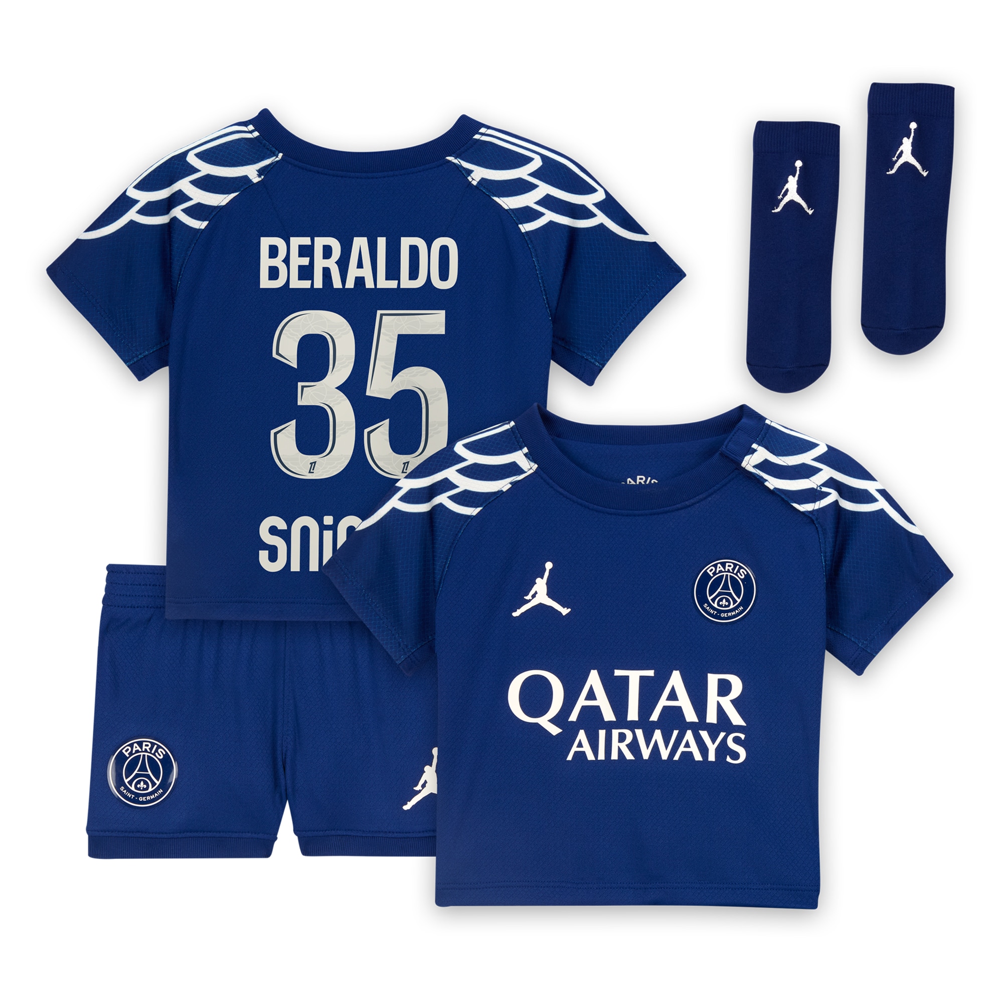 Exklusive psg jordan viertes stadiontrikot 2024-25 – säugling mit beraldo 35-aufdruck Kollektion – Premium Paris Saint Germain Trikots