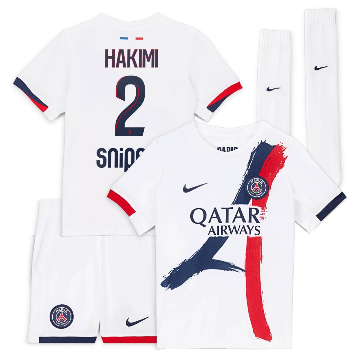 Exklusive psg nike auswärtsstadion-trikot 2024-2025 – kleine kinder mit hakimi 2-aufdruck Kollektion – Premium Paris Saint Germain Trikots