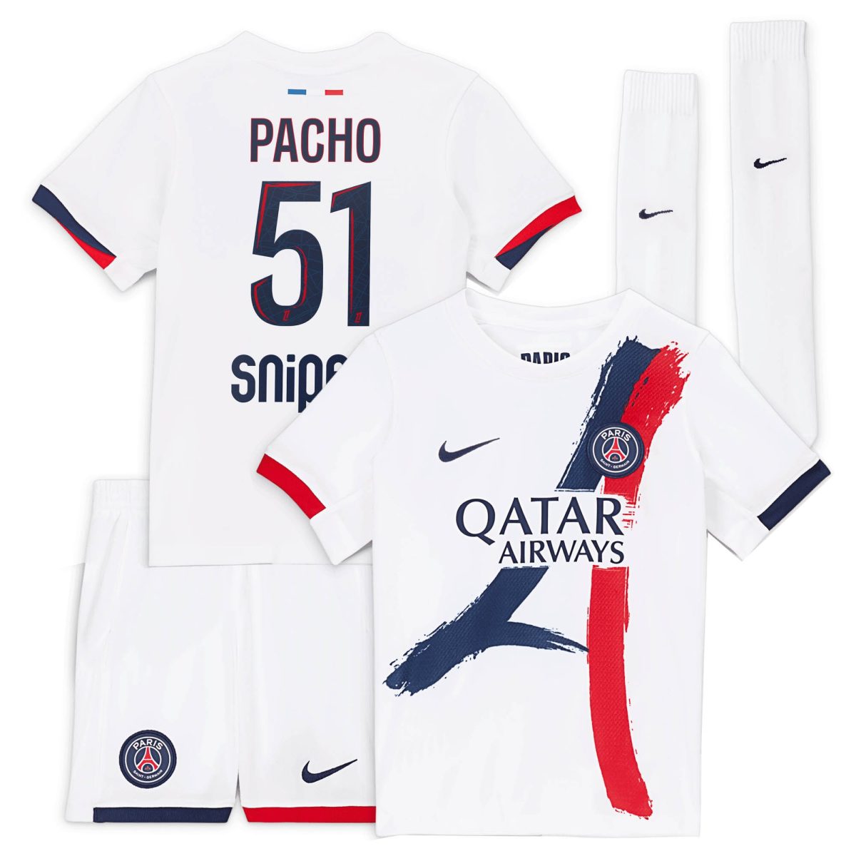Exklusive psg nike auswärtsstadion-trikot 2024-2025 – kleine kinder mit pacho 51-aufdruck Kollektion – Premium Paris Saint Germain Trikots